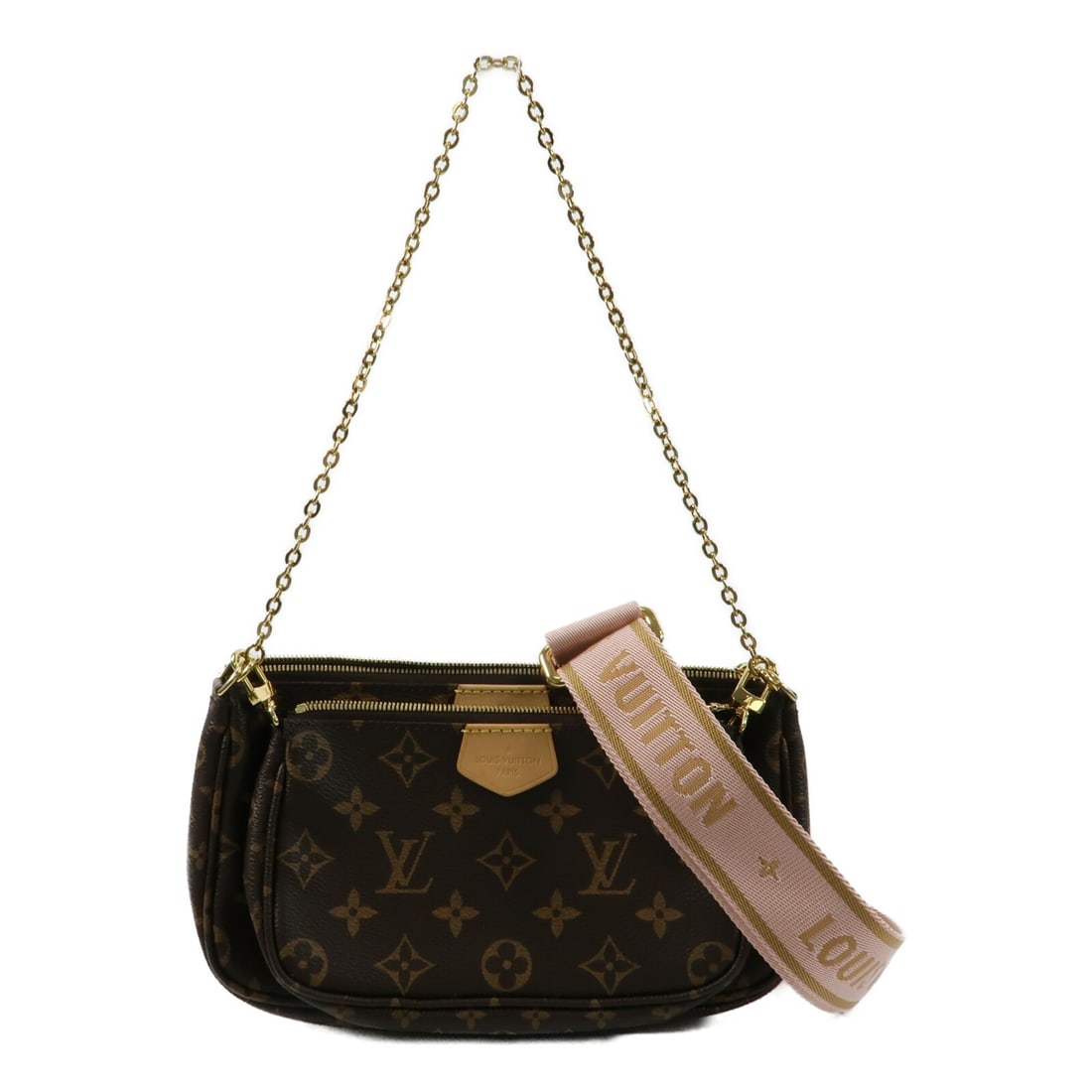 Louis Vuitton Multi Pochette Accessoires M44840 Monogram 2 Way Shoulder Bag: Louis Vuitton Multi Pochette Accessoires M44840 Monogram 2 Way Shoulder Bag Louis Vuitton Multi Pochette Accessoires 2 Way Bag, model M44840, in brown monogram PVC coated canvas. This women's bag feat