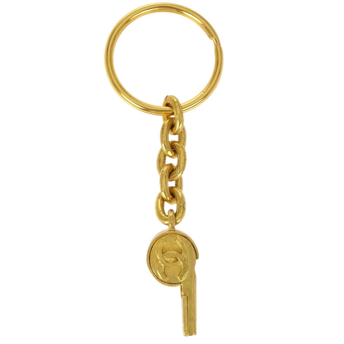 Chanel 95P Gold Plated Whistle Keyring Bag Charm (1 of 5)