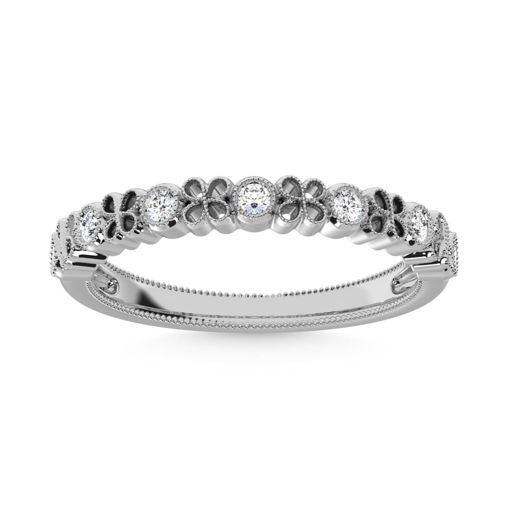 14K White Gold Diamond 1/6 Ct.Tw. Stack Band: 14K White Gold Diamond 1/6 Ct.Tw. Stack Band 14k White Gold Stone Color: G-h Stone Clarity: I2 Each ring is presented in standard size 6.5. Complimentary resizing is available between sizes 510 (in 1/