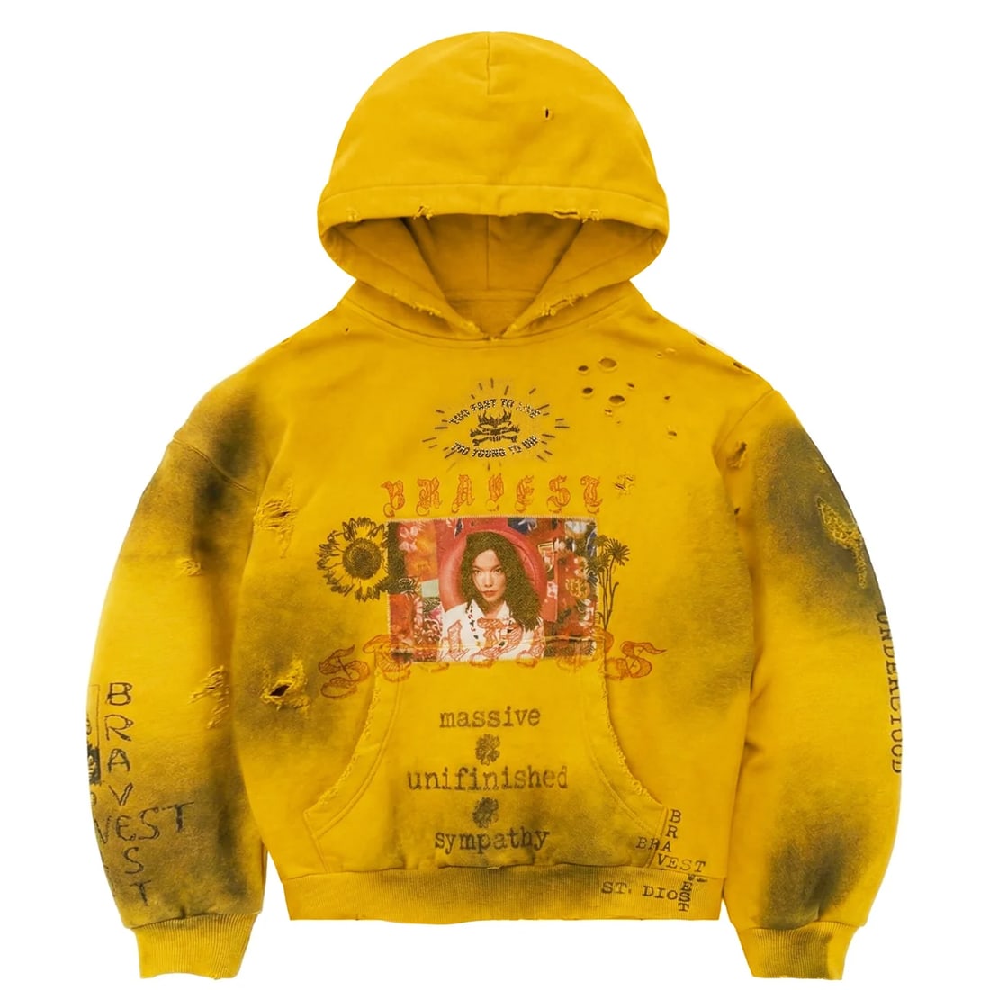 Bravest Studios hoodie heirloom yellow heavyweight cotton fleece XL (1 of 2)