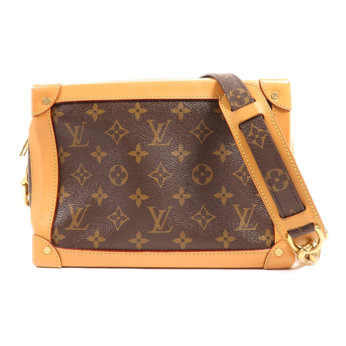 Louis Vuitton M44660 Soft Trunk Monogram Shoulder Bag Brown: Louis Vuitton M44660 Soft Trunk Monogram Shoulder Bag Brown Louis Vuitton Soft Trunk shoulder bag in brown Monogram x PVC coated canvas, featuring gold-tone hardware and a shoulder strap. It is a wome