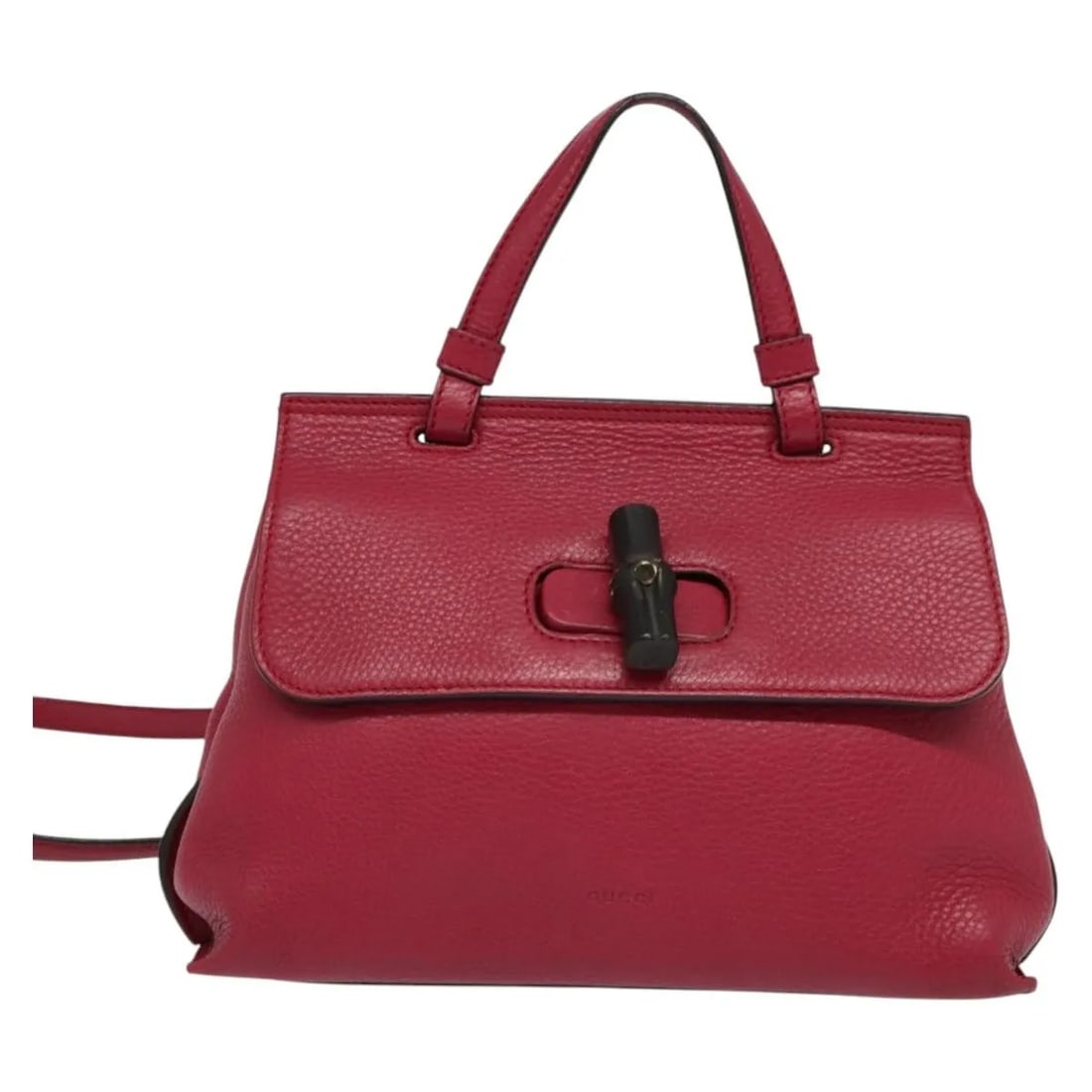 Gucci Bamboo Daily Top Handle Pink Leather Handbag: Gucci Bamboo Daily Top Handle Pink Leather Handbag Gucci Bamboo Daily Top Handle bag in pink leather. This female handbag is made in Italy and measures 27 cm x 20 cm x 8 cm. Condition is good, with li