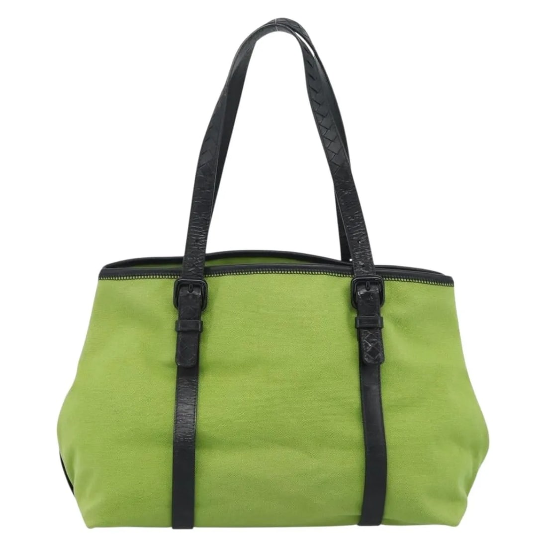 Bottega Veneta Vintage Green Canvas Handbag 35cm Italy: Bottega Veneta Vintage Green Canvas Handbag 35cm Italy Vintage Bottega Veneta bag in green canvas, made in Italy. The piece is in good condition with noted wear to the exterior, leather trim, interior