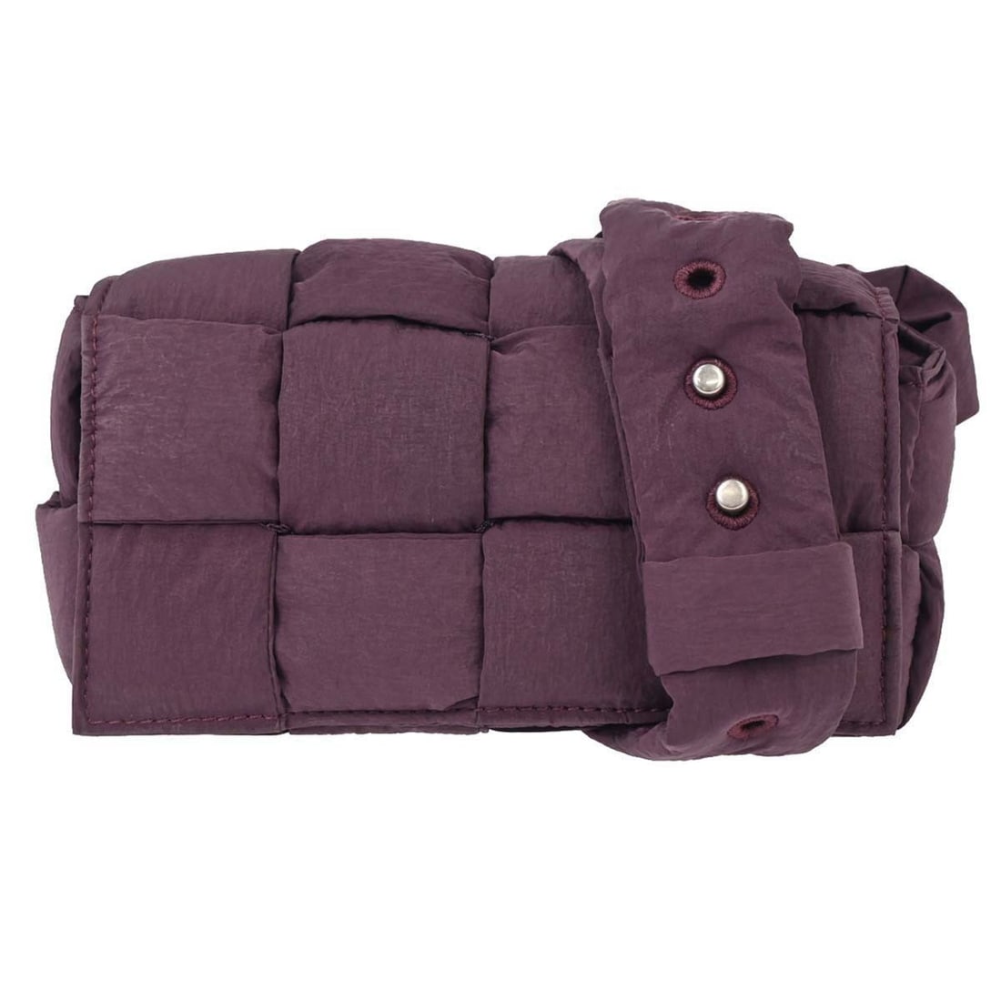 Bottega Veneta Maxi Intrecciato Cassette Purple Nylon Shoulder Bag: Bottega Veneta Maxi Intrecciato Cassette Purple Nylon Shoulder Bag Bottega Veneta shoulder bag in purple nylon with the Maxi Intrecciato Cassette design. It is a medium-sized women's bag made in Italy