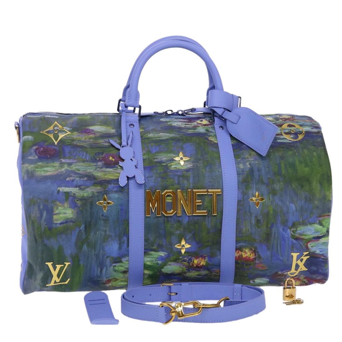 Louis Vuitton Monet Masters Keepall 50 Bandouliere Boston Bag: Louis Vuitton Monet Masters Keepall 50 Bandouliere Boston Bag Louis Vuitton Masters Collection Monet Keepall Bandouliere 50 in Boston bag style, made in France from PVC leather in lavender. This women