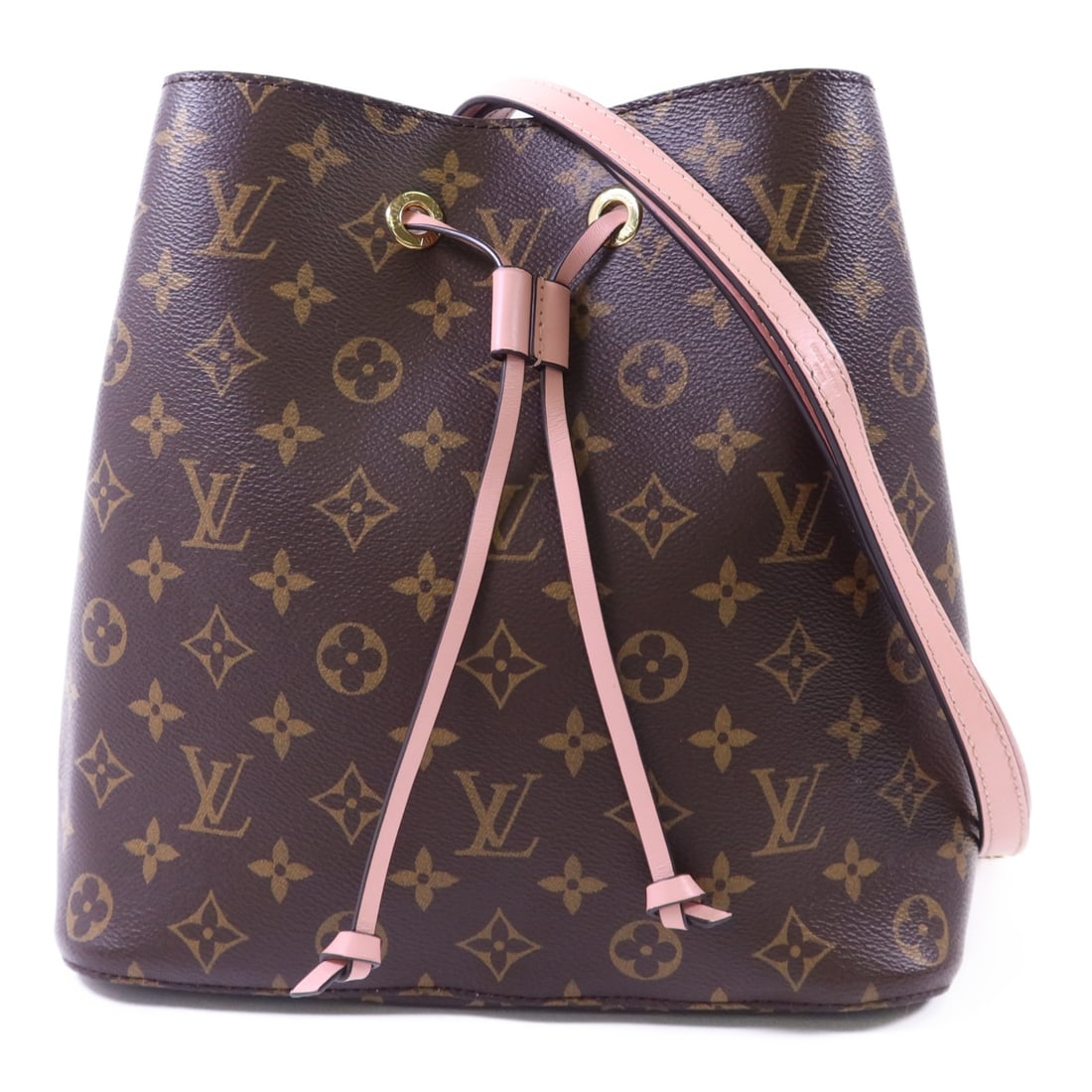 Louis Vuitton Neo Noe M44022 Monogram 2way Bag Brown Pink: Louis Vuitton Neo Noe M44022 Monogram 2way Bag Brown Pink Louis Vuitton Neo Noe 2way shoulder bag, model M44022, in brown and pink. It is made from Monogram and PVC coated canvas and comes with a shou