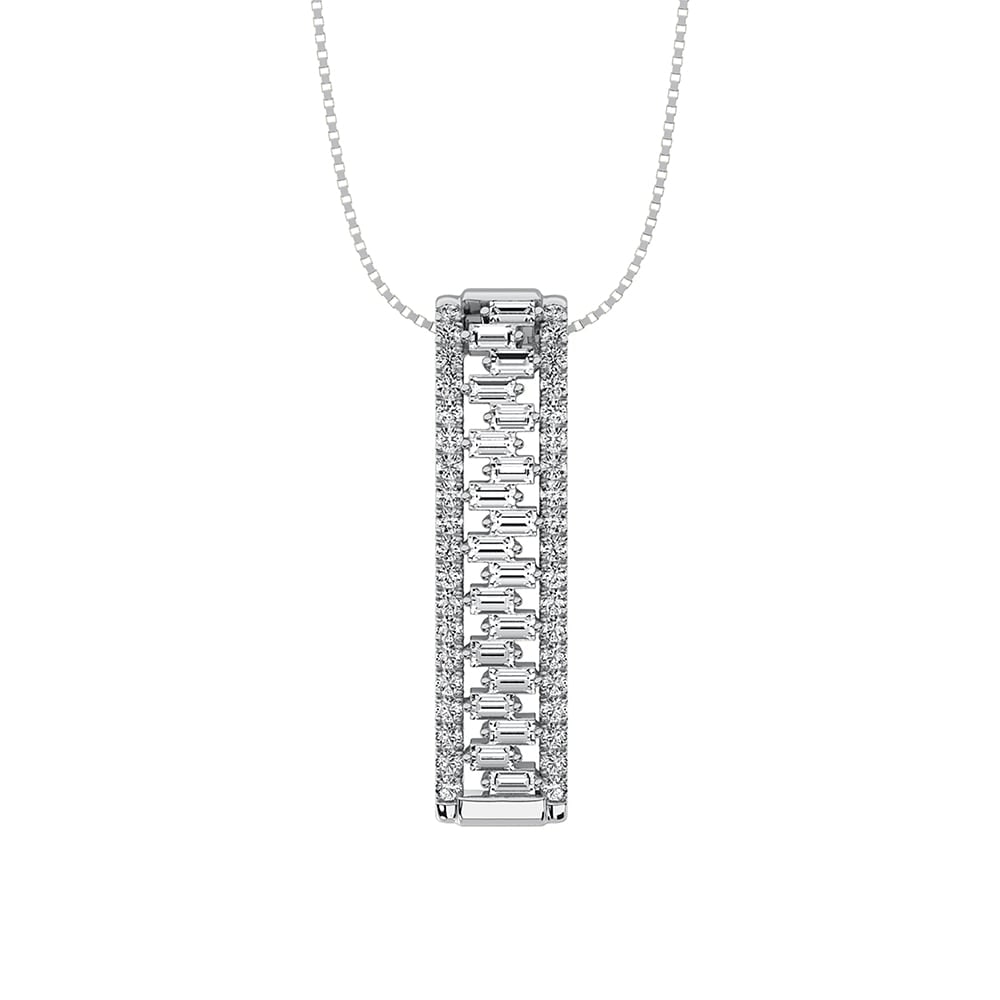 Diamond 1/4 Ct.Tw. Slide Pendant in 14K White Gold: Diamond 1/4 Ct.Tw. Slide Pendant in 14K White Gold 14k White Gold Stone Color: G-h Stone Clarity: I2 Unless otherwise specified, pendants that include a chain are paired with our standard 18-inch leng