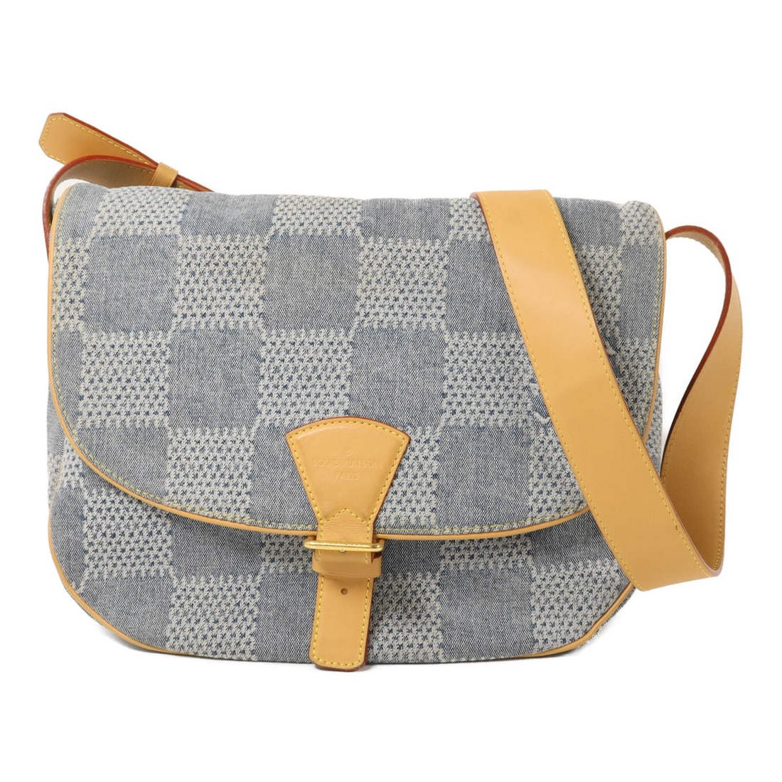 Louis Vuitton Montsouris MM Messenger Shoulder Bag N40743 Damier Denim: Louis Vuitton Montsouris MM Messenger Shoulder Bag N40743 Damier Denim Louis Vuitton Montsouris Messenger MM shoulder bag in Damier Denim with a light denim x blue colorway. It is made of denim and fe