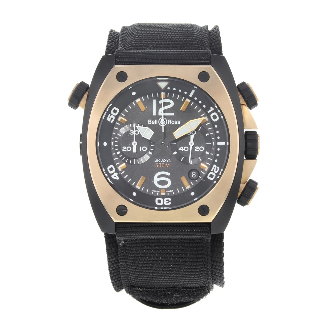 Bell & Ross Marine BR02-CHR-BICOLOR Black Steel Automatic Diver Watch: Bell & Ross Marine BR02-CHR-BICOLOR Black Steel Automatic Diver Watch The Bell & Ross Marine BR02-CHR-BICOLOR is a striking men's wristwatch that combines luxury with functionality. Crafted from polis