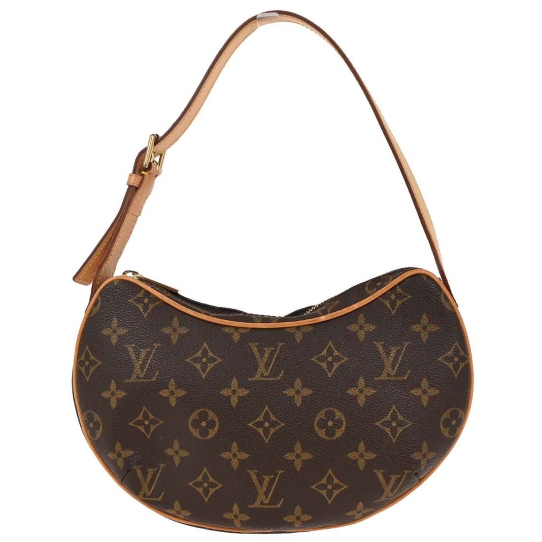 Louis Vuitton Pochette Croissant Monogram Canvas Brown Hobo Bag M51510: Louis Vuitton Pochette Croissant Monogram Canvas Brown Hobo Bag M51510 Louis Vuitton Pochette Croissant handbag in brown Monogram canvas with leather trim and a zip closure. This women's hobo-style ba