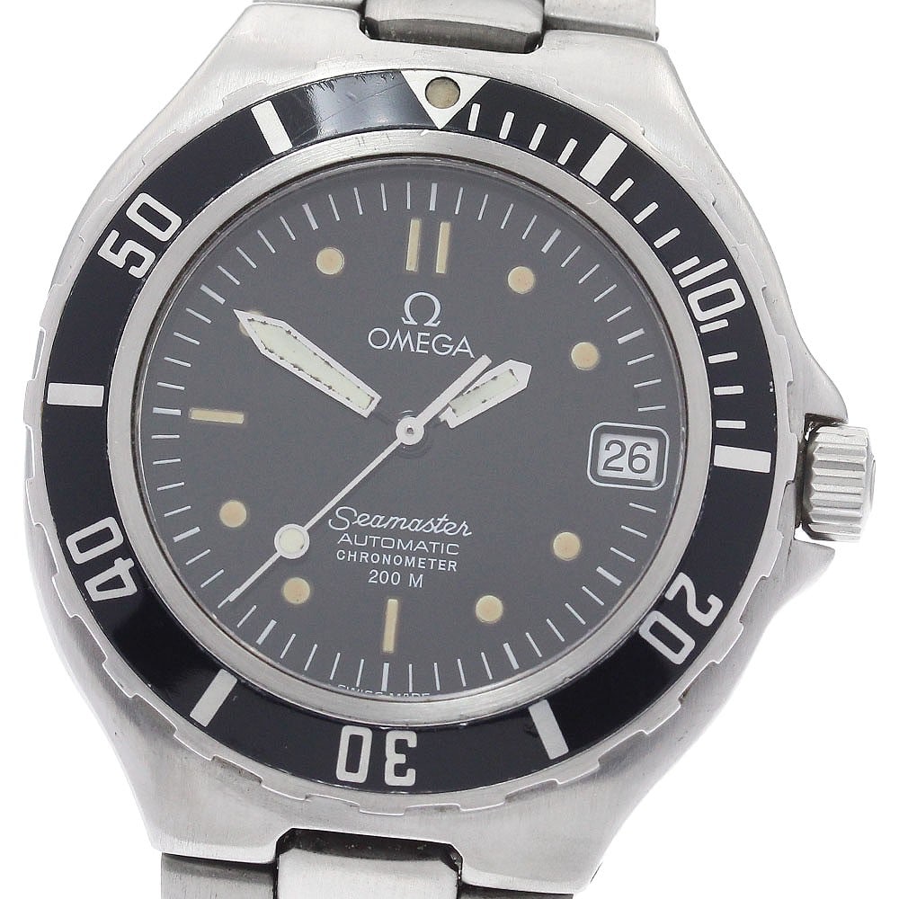 OMEGA Seamaster 200m Automatic Date Mens Stainless Steel Wristwatch: OMEGA Seamaster 200m Automatic Date Mens Stainless Steel Wristwatch OMEGA Seamaster 200m Date automatic men's wristwatch, pre-owned and made in Switzerland. It features a stainless steel case and band