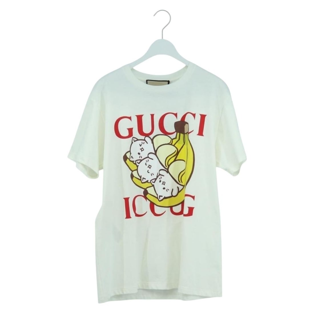 White Cotton Short Sleeve Women's T Shirt by Gucci Italy: White Cotton Short Sleeve Women's T Shirt by Gucci Italy This is a women's short-sleeved Gucci T-shirt crafted from white cotton. Made in Italy, it features a classic crew neck design with a shoulder 
