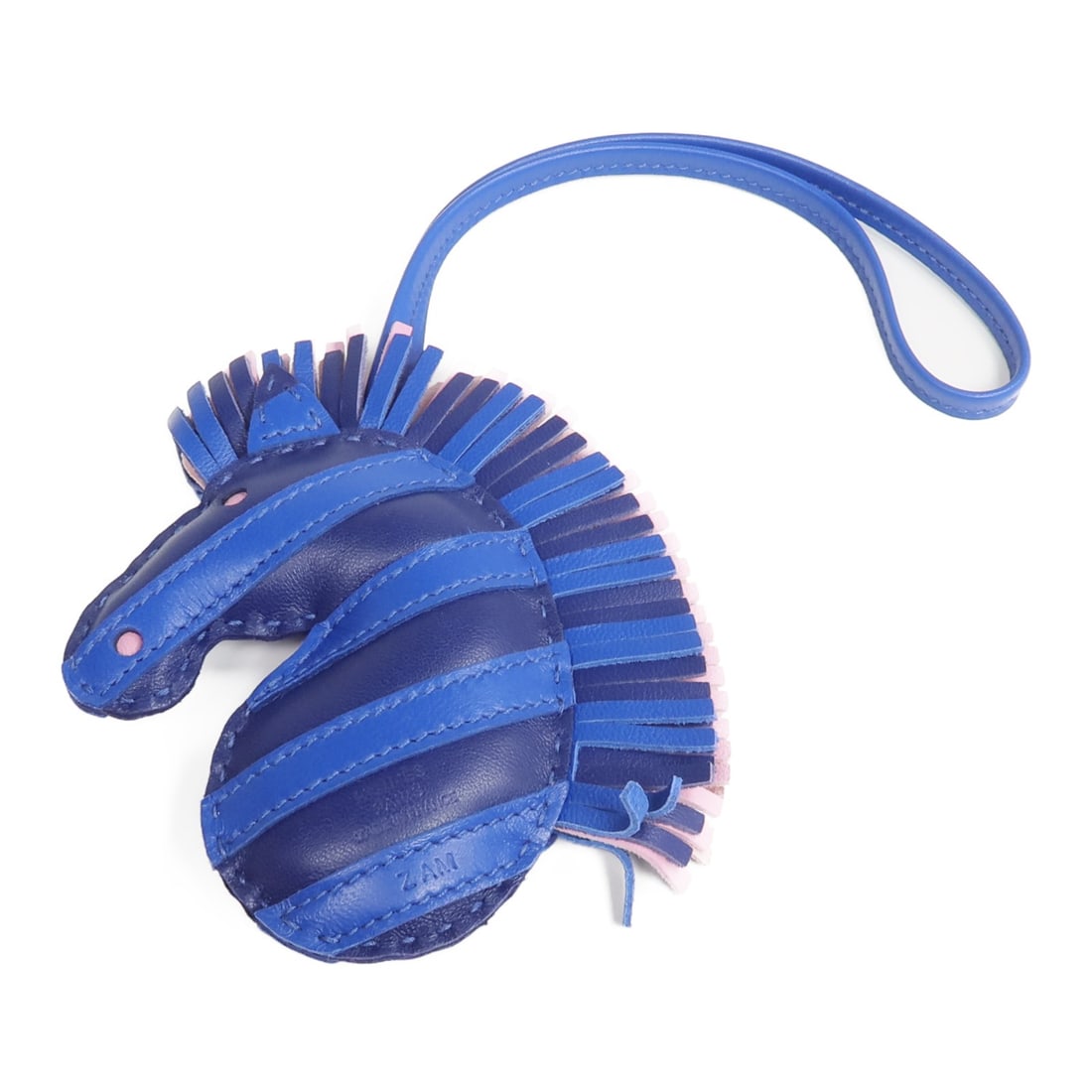 Hermes Geegee Savannah Lambskin Charm Bleu Saphir Mauve Sylvestre: Hermes Geegee Savannah Lambskin Charm Bleu Saphir Mauve Sylvestre Hermes Geegee Savannah charm in Milo lambskin (sheep leather) with a Bleu Saphir/France and Mauve Sylvestre colorway. Made in France, 