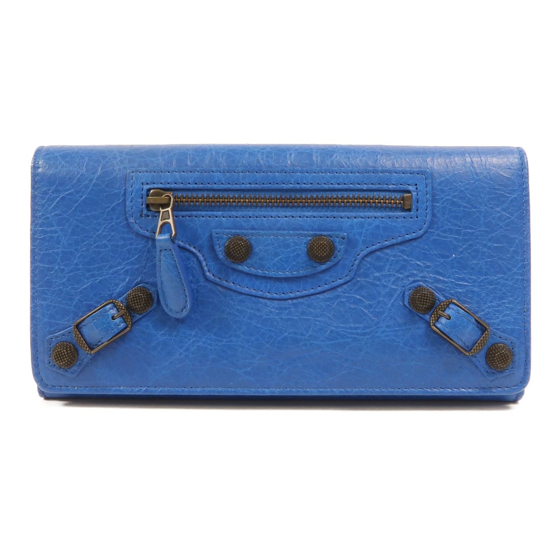 BALENCIAGA 233599 Classic Money Blue Lambskin Long Wallet: BALENCIAGA 233599 Classic Money Blue Lambskin Long Wallet Balenciaga Classic Money Long Wallet, model 233599, made from lambskin (sheep leather) in blue. It features a long wallet design with multiple