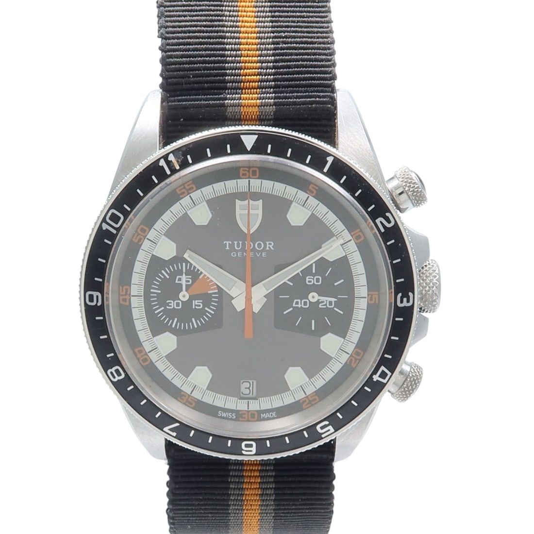 TUDOR 70300N Heritage Chrono men's automatic stainless steel gray watch: TUDOR 70300N Heritage Chrono men's automatic stainless steel gray watch TUDOR Heritage Chrono 70300N/2011 automatic watch in gray stainless steel, designed for men. It features automatic winding and c