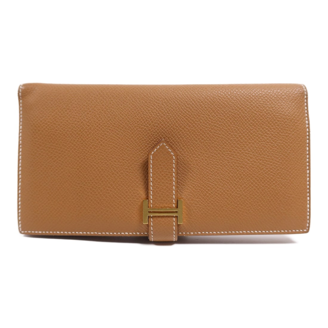 HERMES Bearn W Snap Bifold Wallet Epsom Leather Gold GHW: HERMES Bearn W Snap Bifold Wallet Epsom Leather Gold GHW Hermes Bearn W Snap Wallet in Gold Epsom leather with calfskin (cowhide) details and gold-tone hardware. This bifold purse is a women's regular
