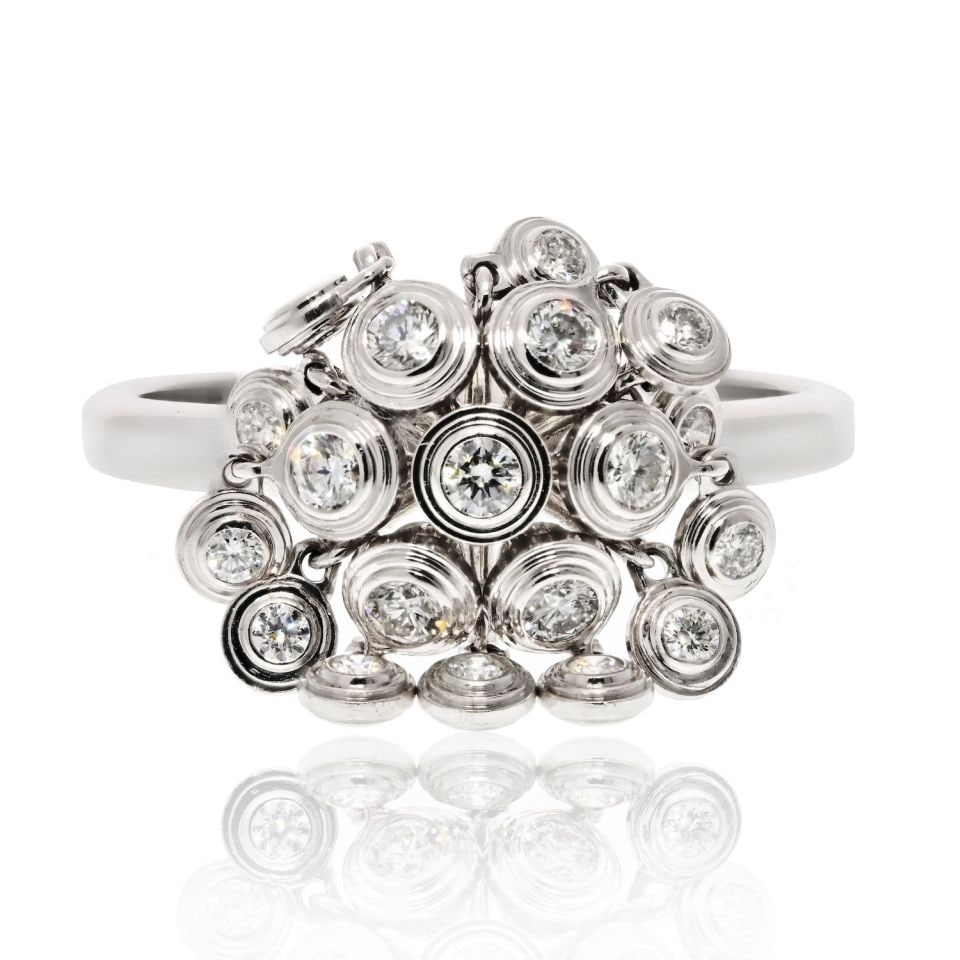 Cartier 18K White Gold Diamant Leger Ring with Diamond Cluster (1 of 4)