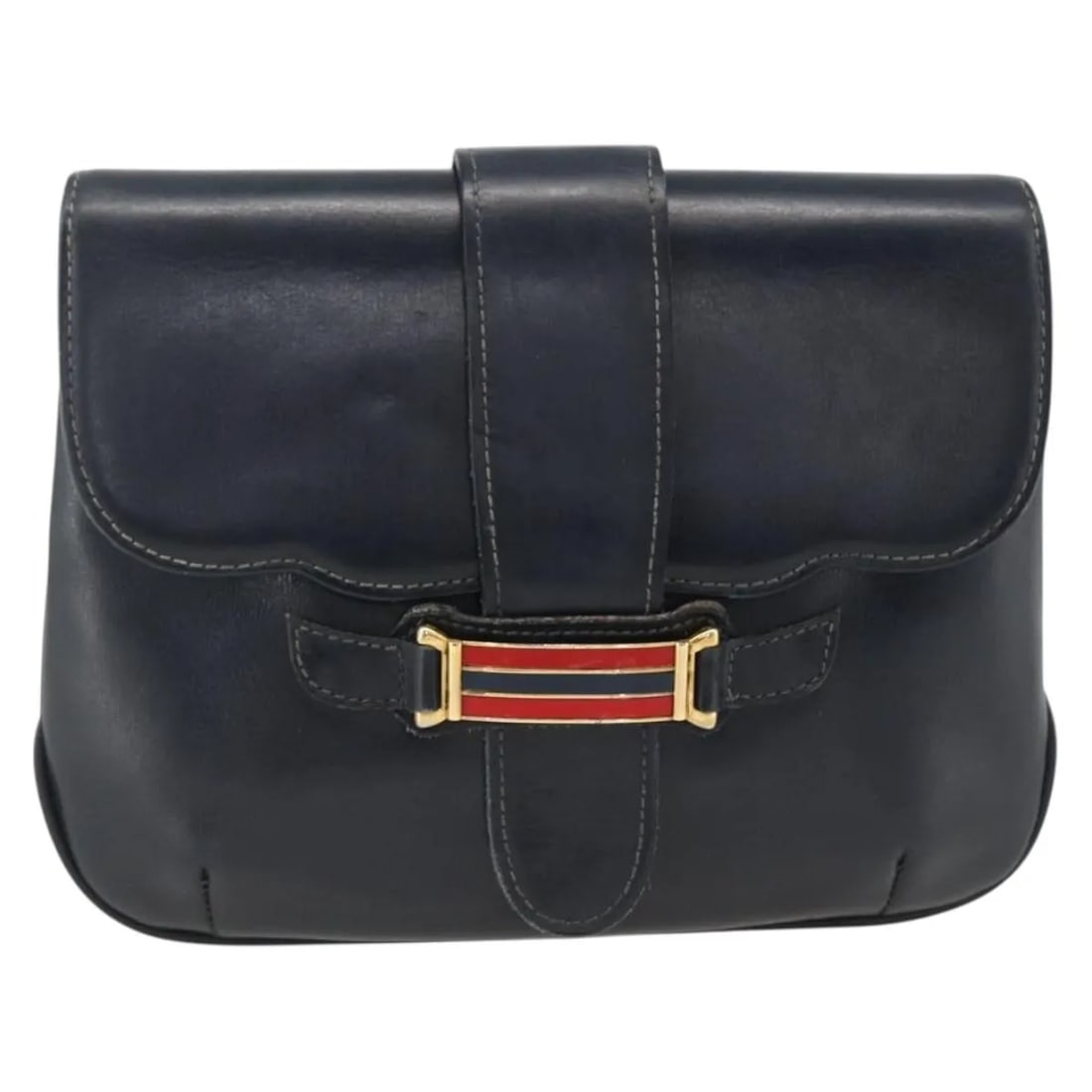 Gucci Vintage Navy Leather Shoulder Bag: Gucci Vintage Navy Leather Shoulder Bag Vintage Gucci leather bag in navy with a classic compact silhouette. This pre-owned piece shows honest vintage wear consistent with fair condition, including li