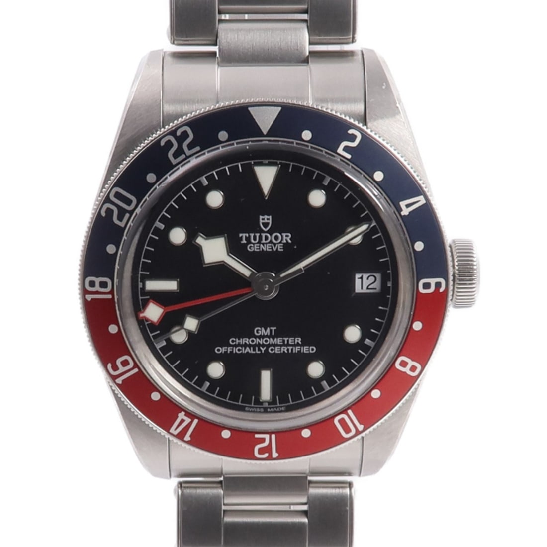 TUDOR 79830RB Black Bay GMT automatic stainless steel mens watch: TUDOR 79830RB Black Bay GMT automatic stainless steel mens watch TUDOR Black Bay GMT 79830RB automatic watch in stainless steel with a black dial and black color scheme. It features date display, a 41
