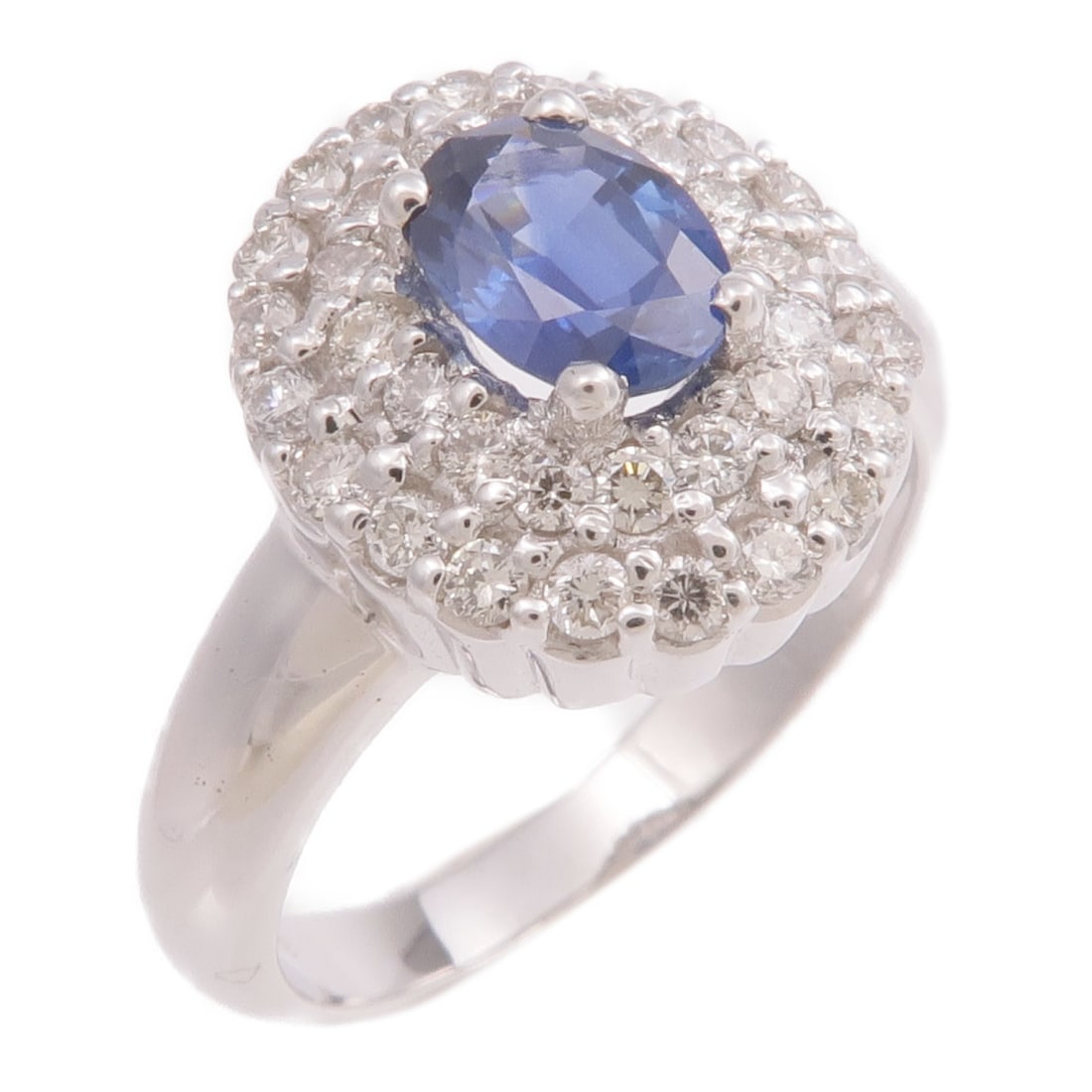 18K White Gold Sapphire Diamond Ring JEWELRY Size 6.5: 18K White Gold Sapphire Diamond Ring JEWELRY Size 6.5 A women's ring featuring a sapphire and diamond design in 18K white gold (K18WG). The ring is size 6.5 and has a blue and clear color combination.