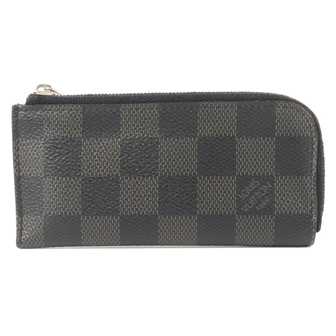 Louis Vuitton N61235 Damier Graphite coin purse black: Louis Vuitton N61235 Damier Graphite coin purse black Louis Vuitton LV SHW Cles Coin Case in Damier Graphite and black PVC coated canvas. This unisex coin purse is made in France and features a black 