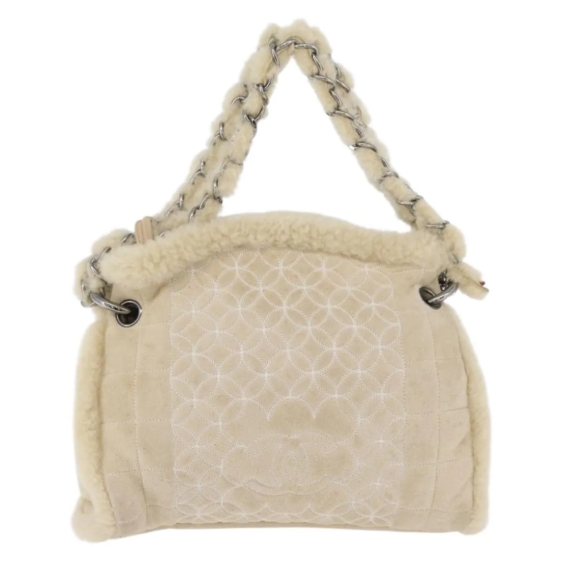 Chanel Vintage Embroidered CC Chain Tote Beige Canvas (1 of 18)