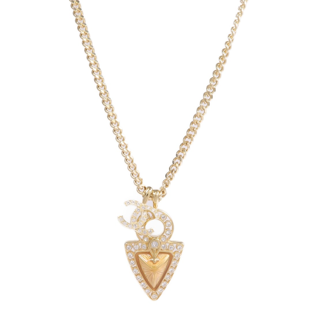 CHANEL CC Gold Tone Metal Necklace: CHANEL CC Gold Tone Metal Necklace CHANEL CC necklace in gold-tone metal, designed for women and made in France. It features a CC motif and comes with a storage box. Condition is AB: Very Good. Specif