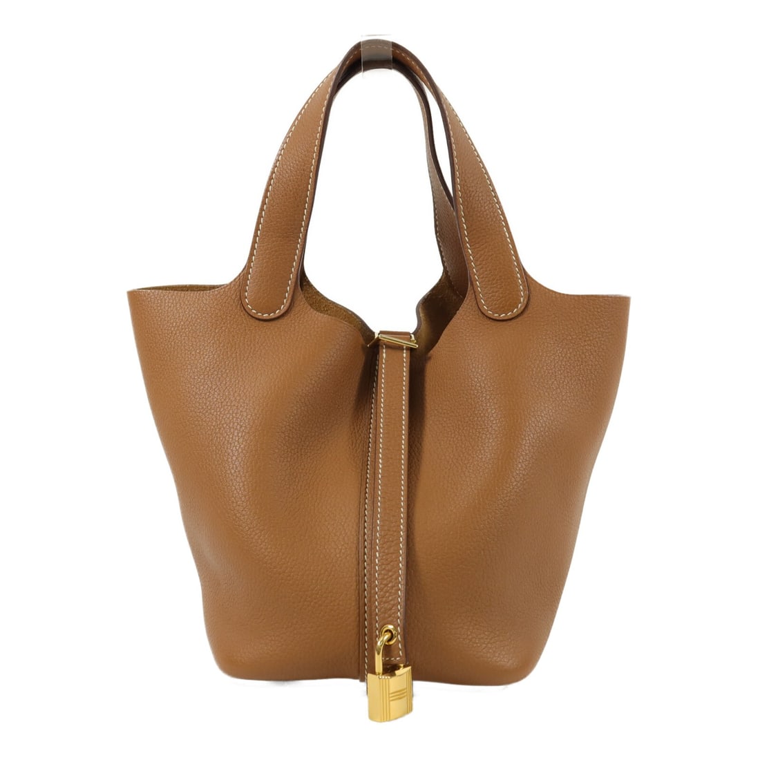Hermes Picotin PM Taurillon Clemence Leather Tote Gold Brown: Hermes Picotin PM Taurillon Clemence Leather Tote Gold Brown Hermes Picotin PM tote bag made from Taurillon Clemence leather and calfskin. It comes in a gold and brown color combination and includes a