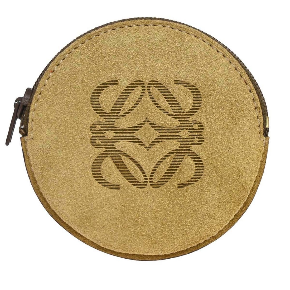 Loewe L16 Beige Suede Leather Coin Purse Wallet: Loewe L16 Beige Suede Leather Coin Purse Wallet Compact Loewe coin purse wallet in beige suede and leather with logo accent. Made in Spain, this women's wallet features a small square silhouette and s
