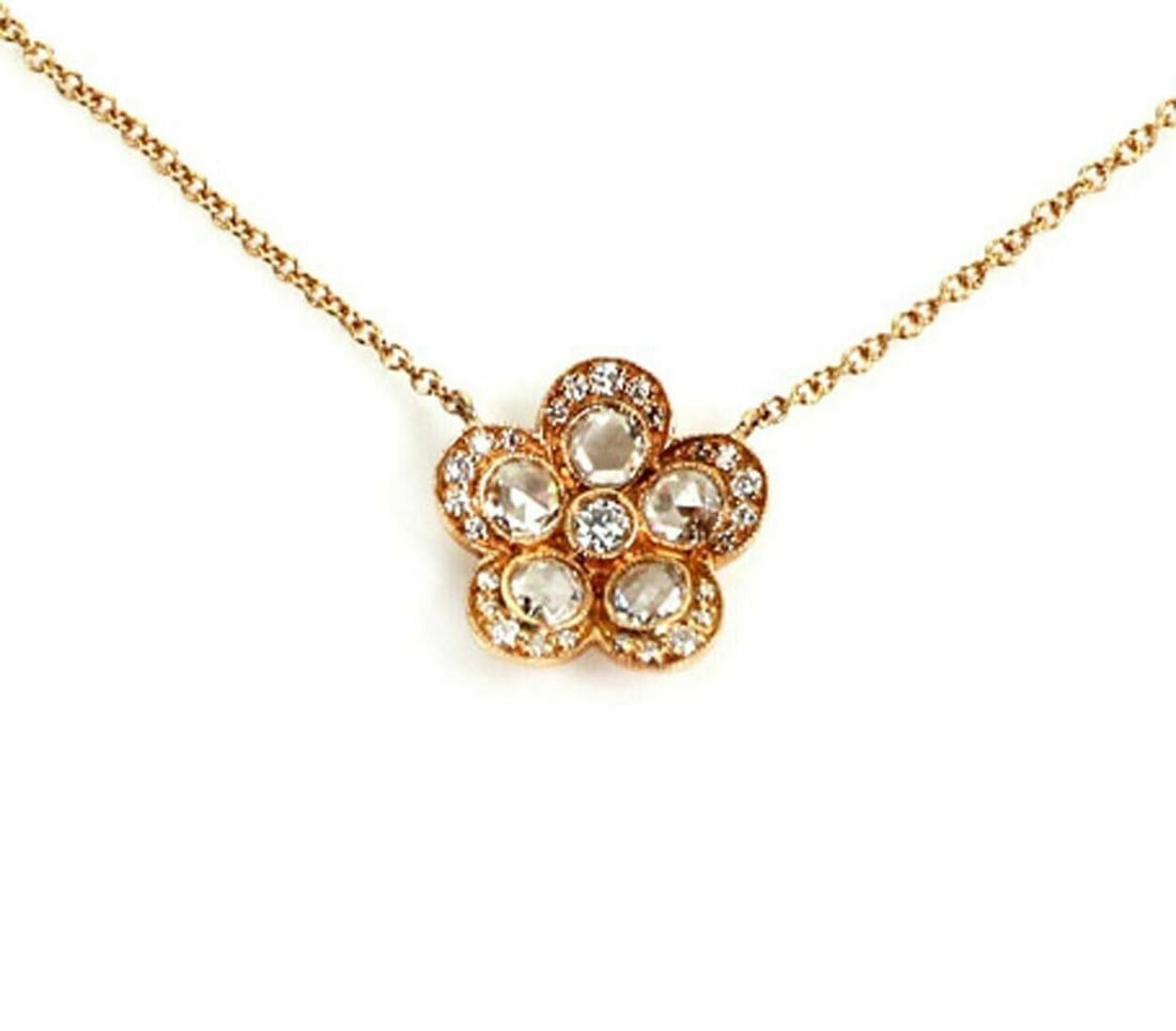 Tiffany & Co. Enchant Garden 18k Rose Gold Diamond Flower Necklace 16" (1 of 5)