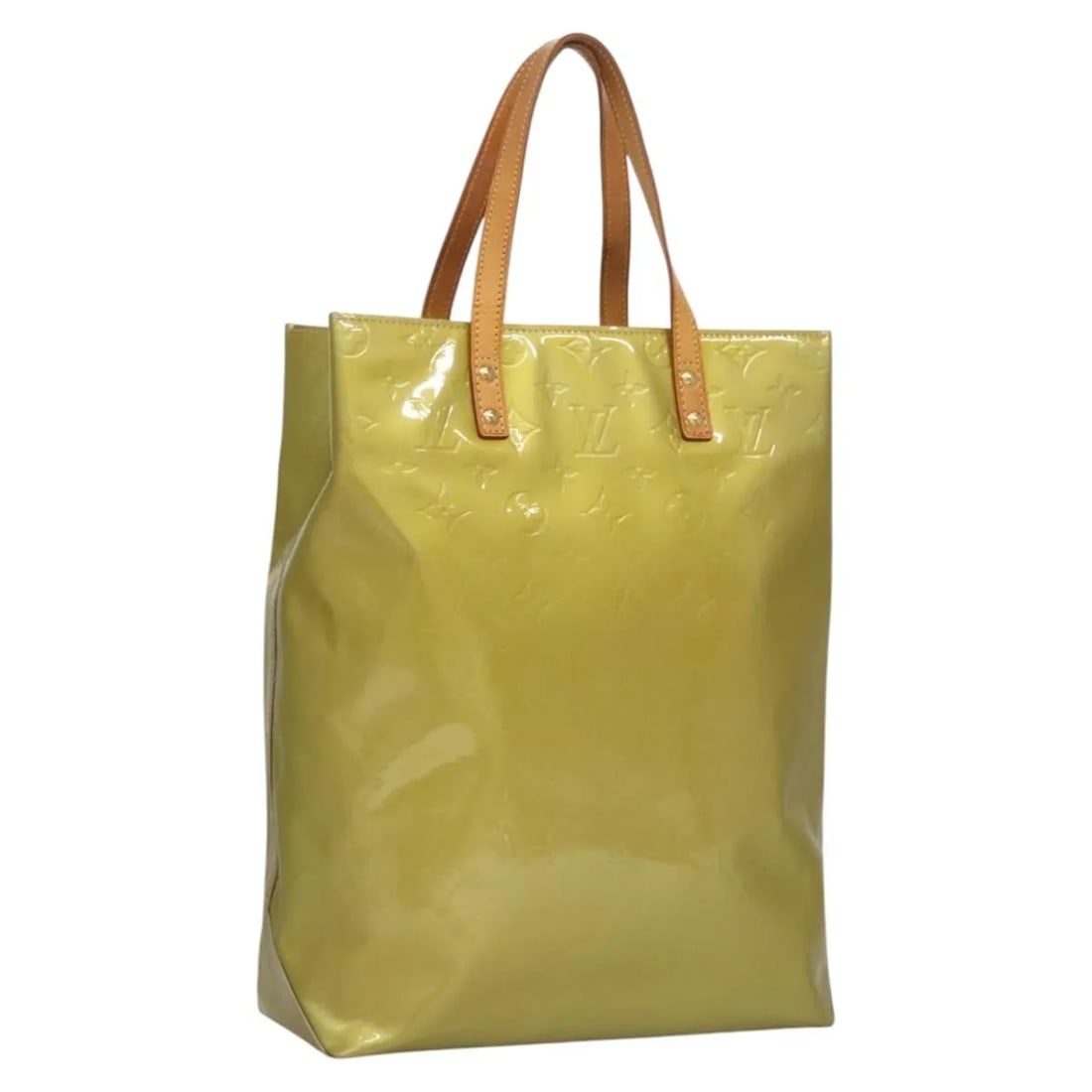 Louis Vuitton Reade yellow patent leather Monogram Vernis handbag: Louis Vuitton Reade yellow patent leather Monogram Vernis handbag This Louis Vuitton Reade Handbag features the iconic Monogram Vernis design in yellow patent leather. Designed for women, it offers a 