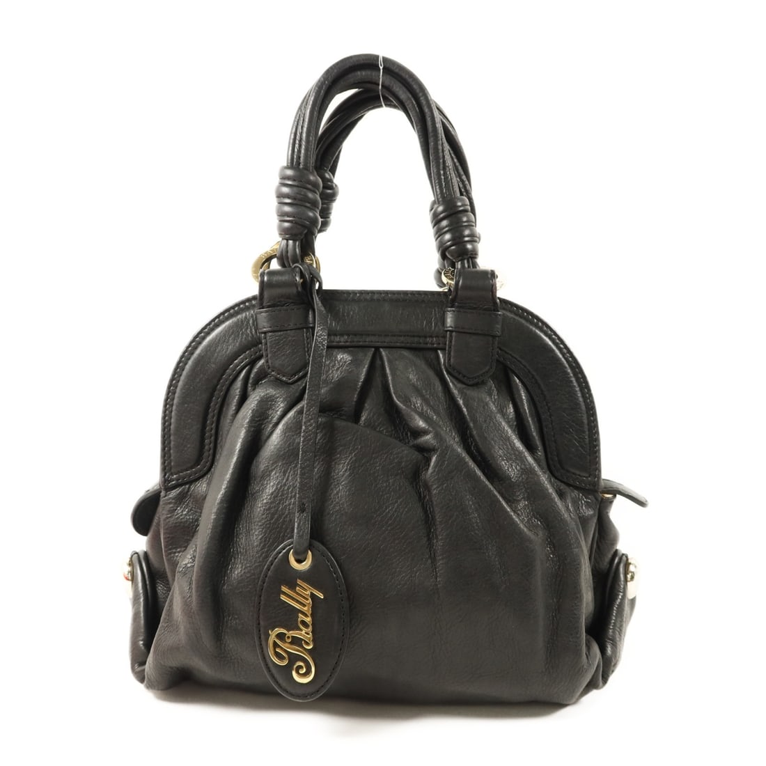 Bally Black Calfskin Leather Handbag: Bally Black Calfskin Leather Handbag BALLY handbag in black calfskin (cowhide) leather, designed in a regular women's size. It features a black frame color, a handle drop of 32 cm, and a practical int