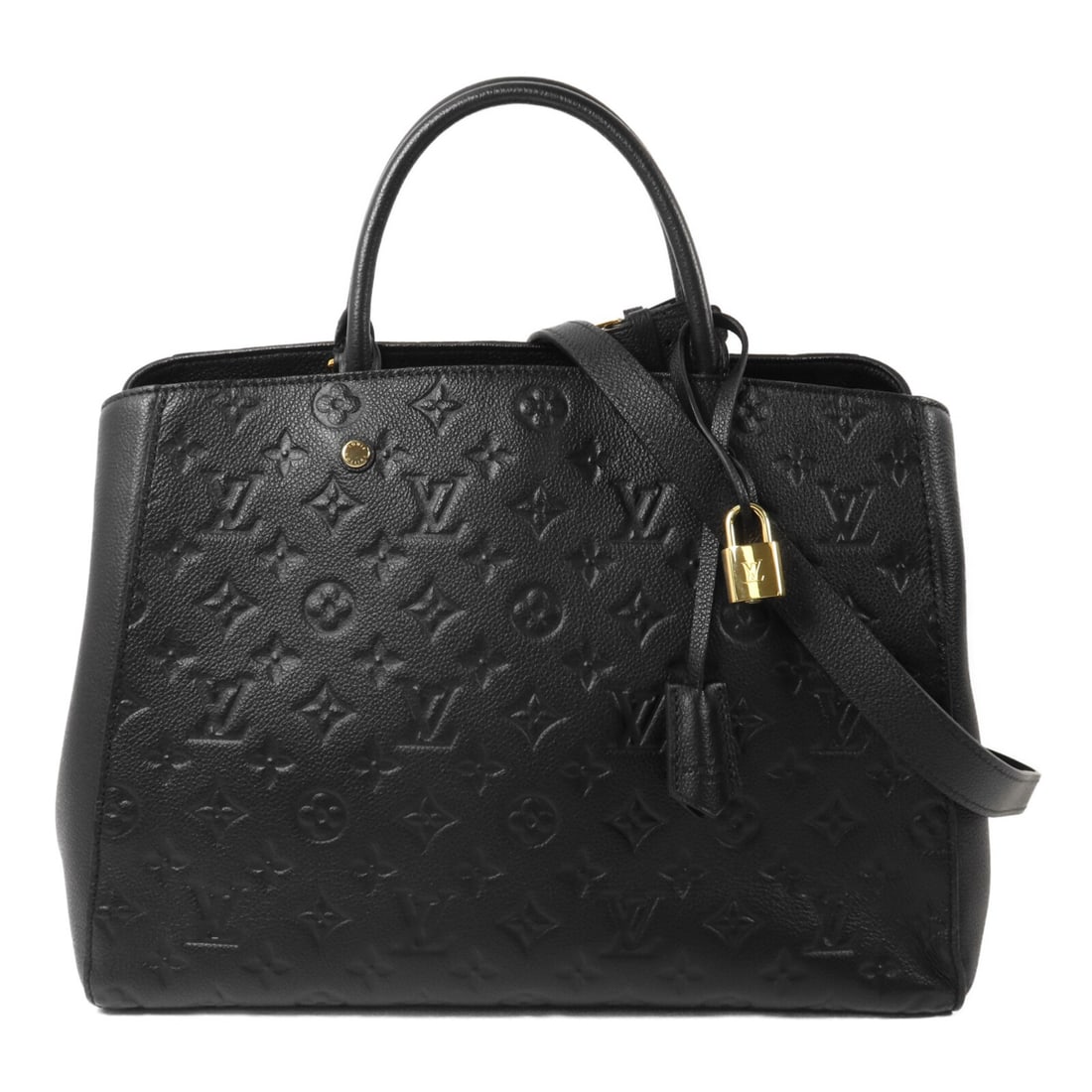 Louis Vuitton M41069 Montaigne GM Monogram Empreinte Shoulder Bag: Louis Vuitton M41069 Montaigne GM Monogram Empreinte Shoulder Bag Louis Vuitton Montaigne GM 2 Way Shoulder Bag, model M41069, in Black x Black Monogram Empreinte and calfskin (cowhide). It features g