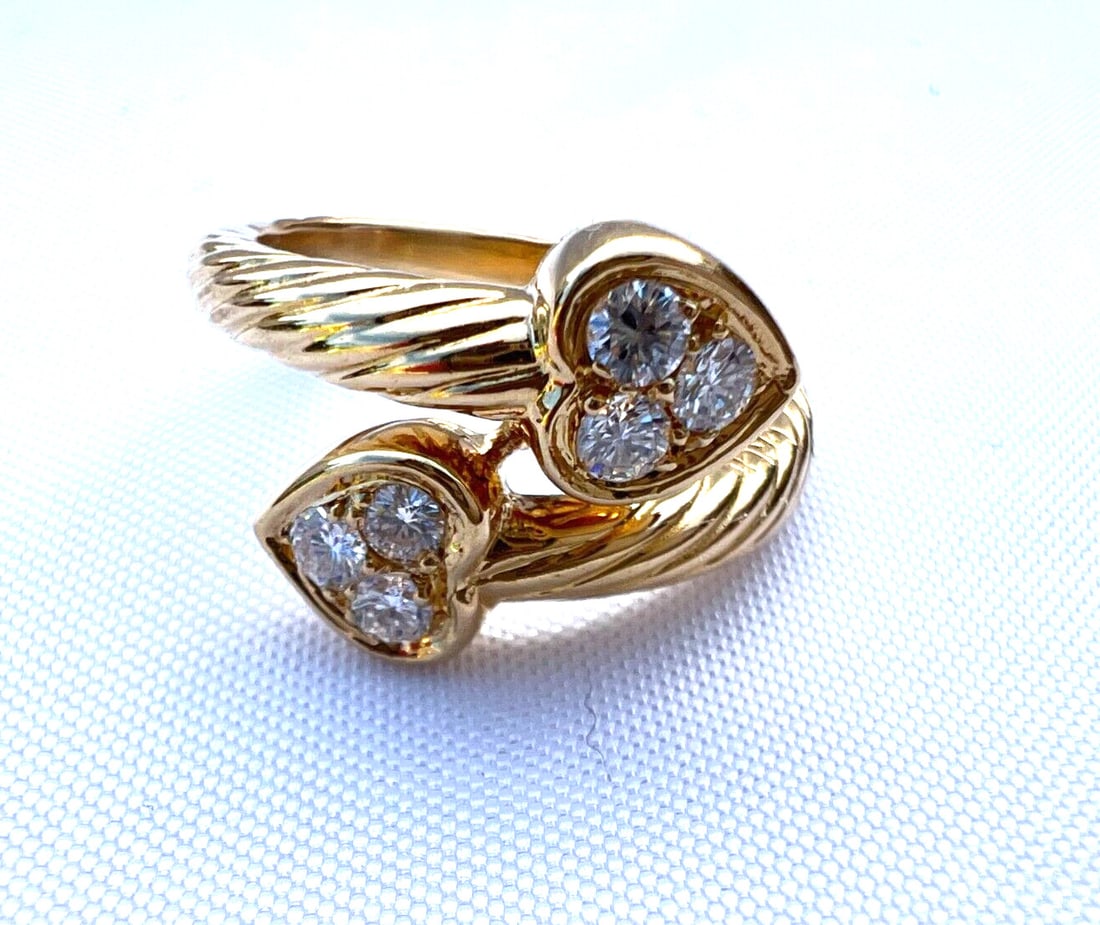 French Fred 18K Yellow Gold Diamond Heart Ring 0.25 ct Size 5.5 (1 of 10)