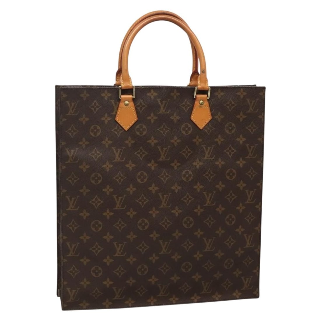Louis Vuitton Sac Plat Monogram Canvas Hand Bag M51140 France: Louis Vuitton Sac Plat Monogram Canvas Hand Bag M51140 France This Louis Vuitton Monogram Sac Plat handbag features the brand's signature monogram canvas exterior in a classic brown color. Designed fo