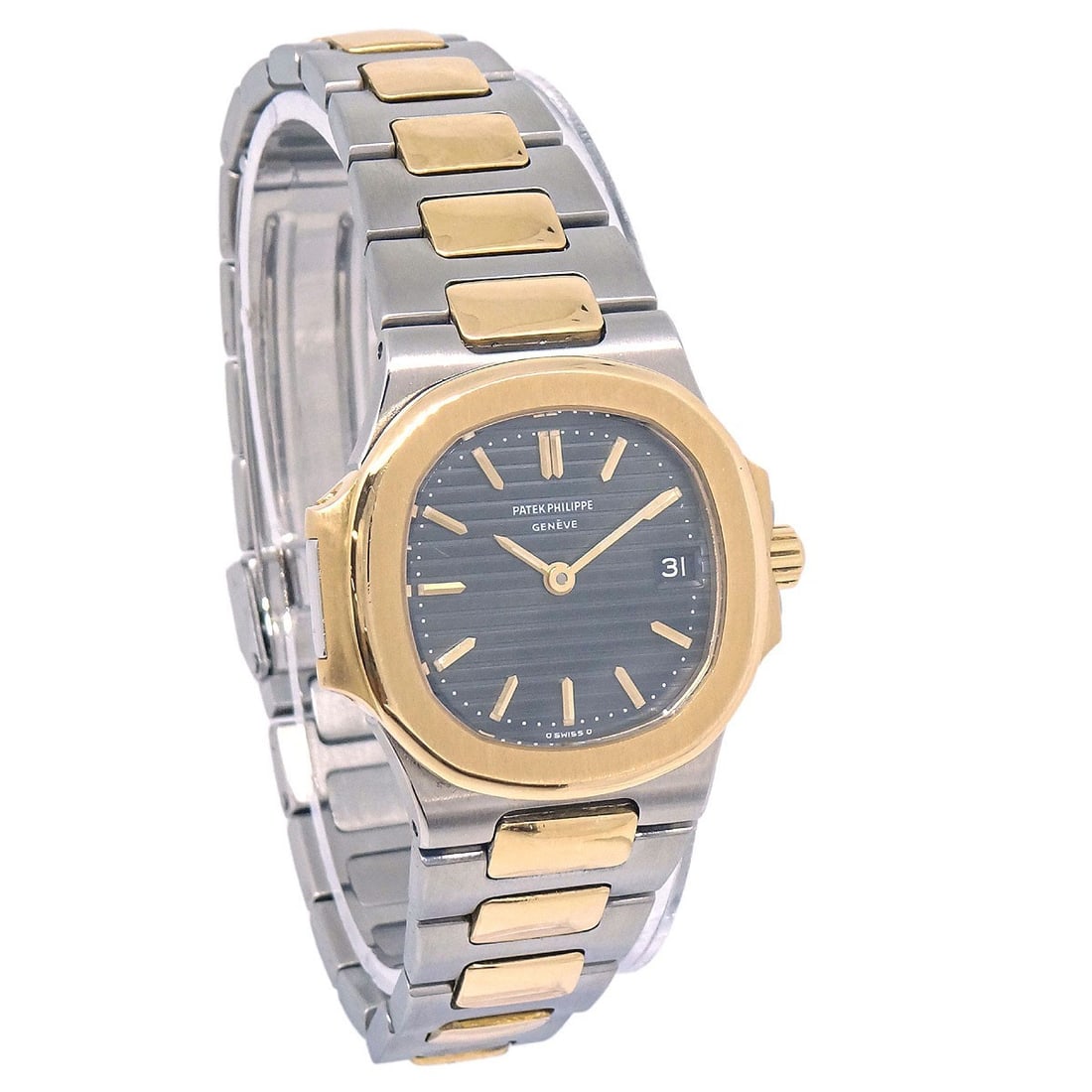 Womens 1984 Patek Philippe Nautilus 4700 1 Quartz Wristwatch 18KYG SS (1 of 10)