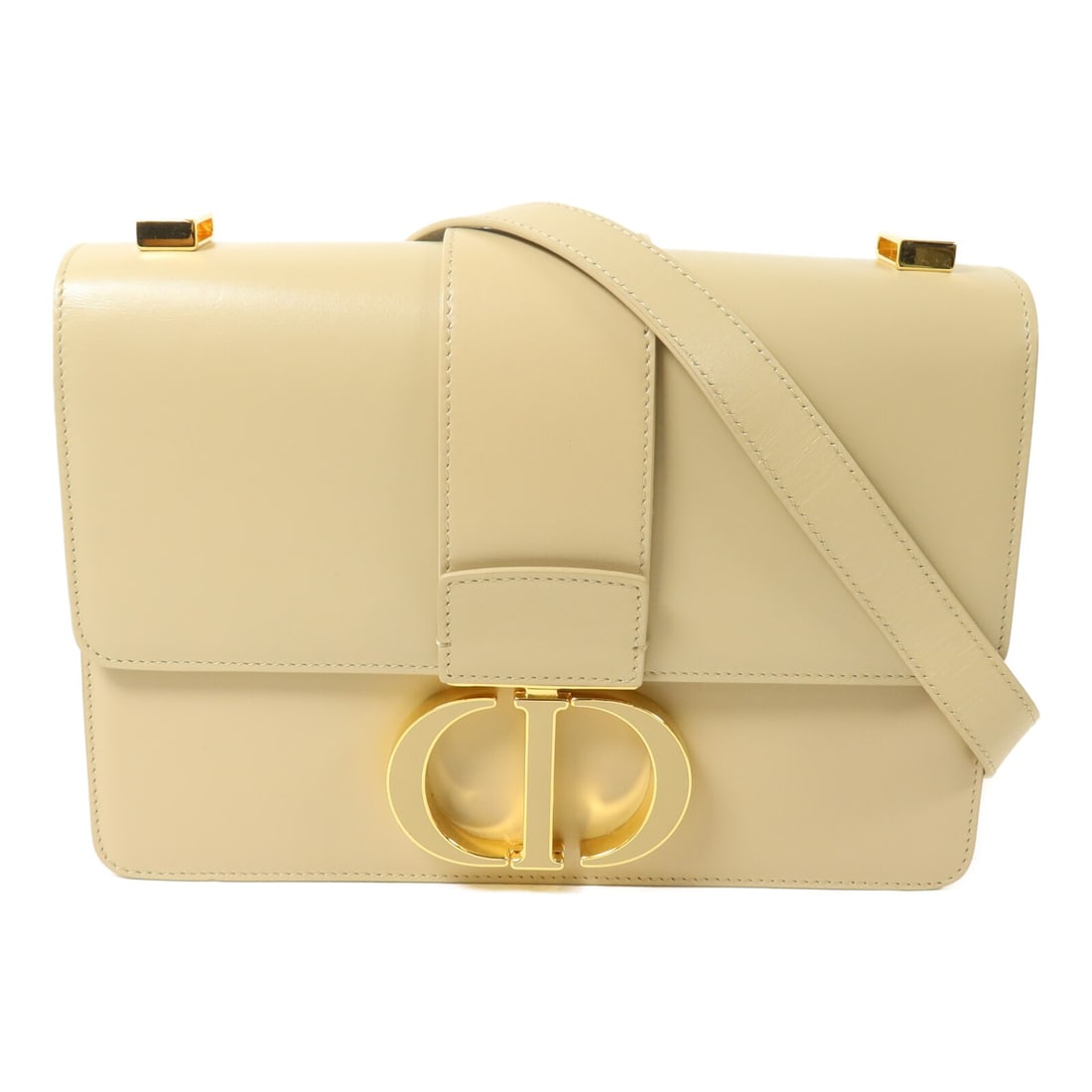 Dior Montaigne 30 Beige Calfskin Shoulder Bag with CD GHW: Dior Montaigne 30 Beige Calfskin Shoulder Bag with CD GHW A Christian Dior Montaigne 30 shoulder bag crafted from calfskin (cowhide) leather in beige. Designed for women, it features a regular size pr
