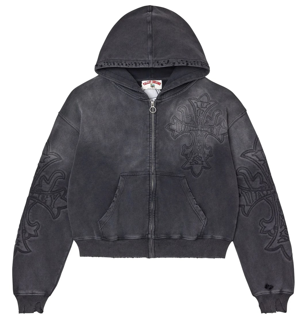 Black Cotton Blend Zip Hoodie Vale Carver XL (1 of 2)