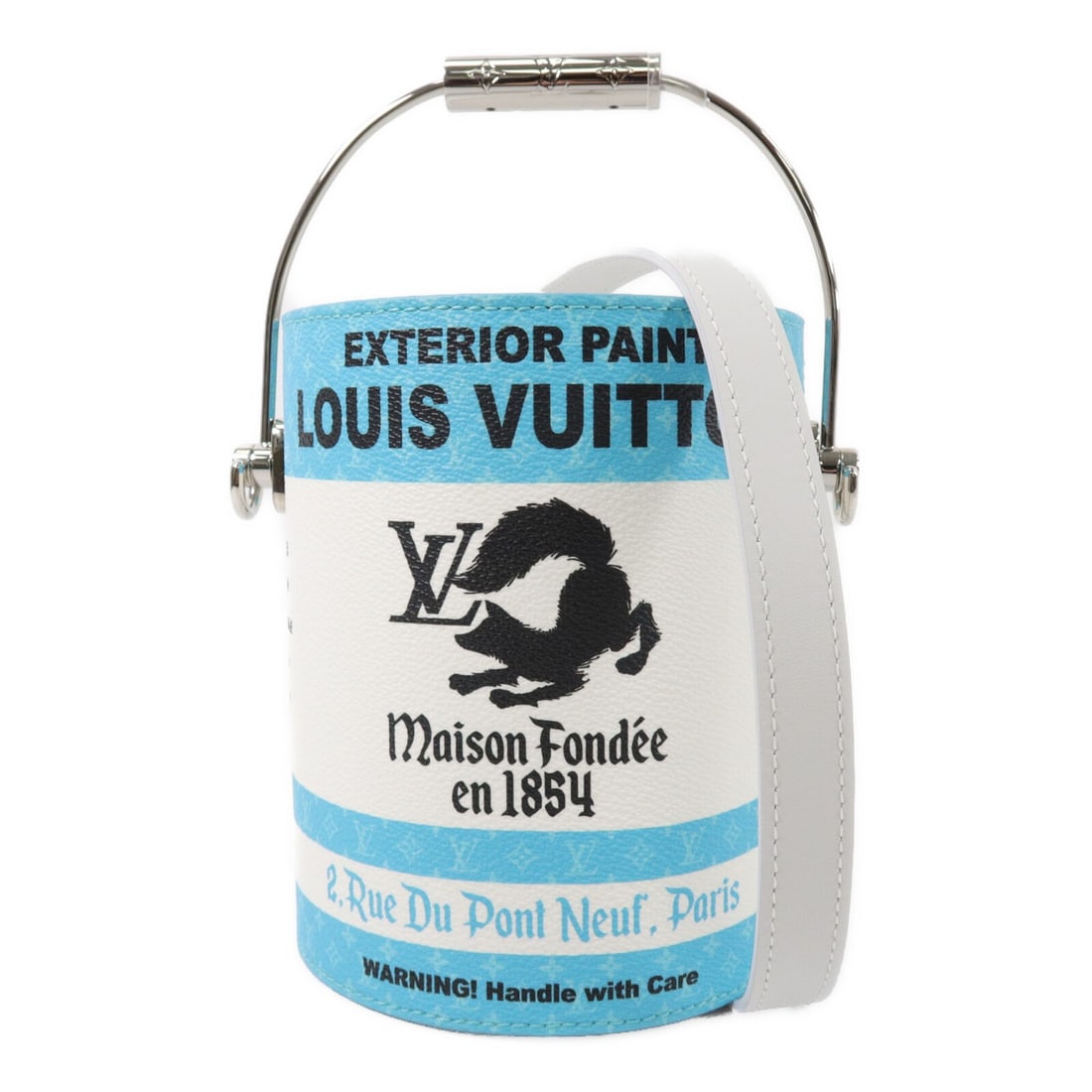 Louis Vuitton M81597 Paint Can 2 Way Bag Lagoon Blue Calfskin: Louis Vuitton M81597 Paint Can 2 Way Bag Lagoon Blue Calfskin A Louis Vuitton LV SHW Paint Can 2 Way Shoulder Bag, model M81597, in Lagoon Blue. It is made from calfskin (cowhide) and PVC coated canva