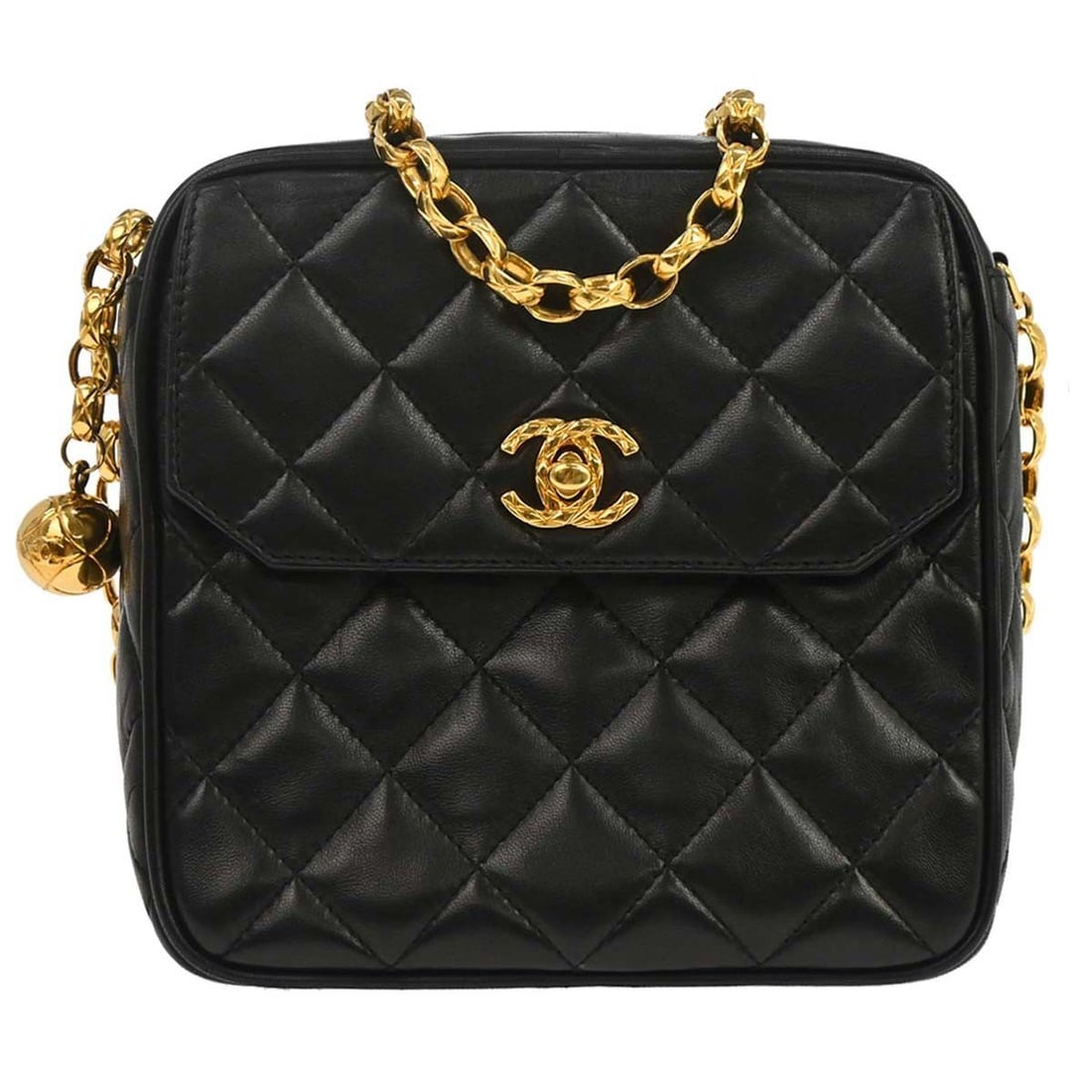 CHANEL Mini Camera Shoulder Bag Black Lambskin Leather: CHANEL Mini Camera Shoulder Bag Black Lambskin Leather Mini Chanel shoulder camera bag in black lambskin leather with a zip closure, logo accents, and inner and outer pockets. Made in Italy, this wome