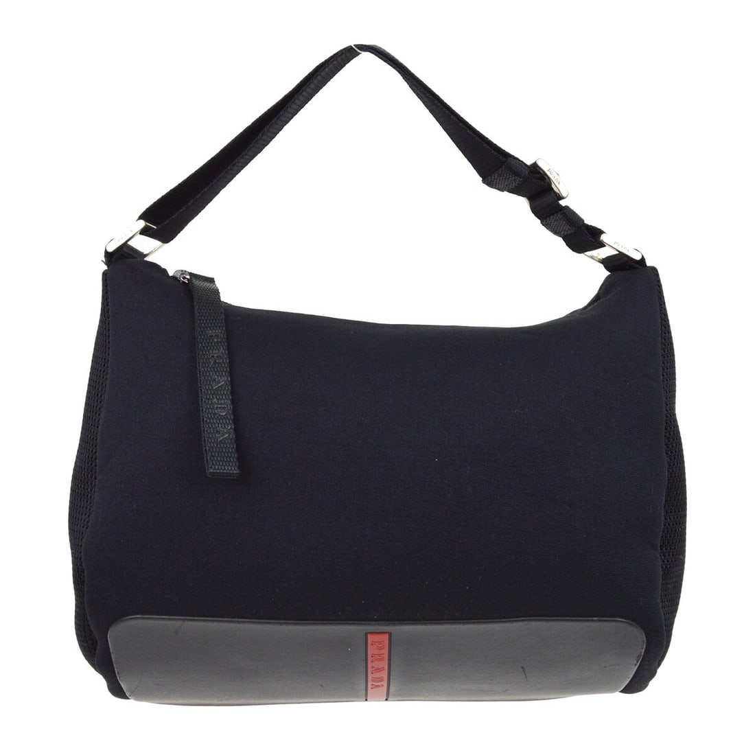 Prada Sport Small Black Nylon Shoulder Bag Logo Accent: Prada Sport Small Black Nylon Shoulder Bag Logo Accent Prada Sport shoulder bag in black nylon with leather trim and logo accents. This small women's bag features a shoulder strap, nylon lining, and o