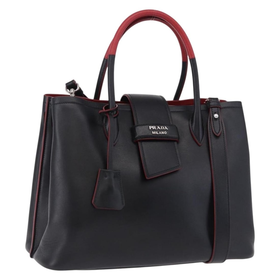 PRADA Black Leather 2 Way Handbag with Shoulder Strap (1 of 18)