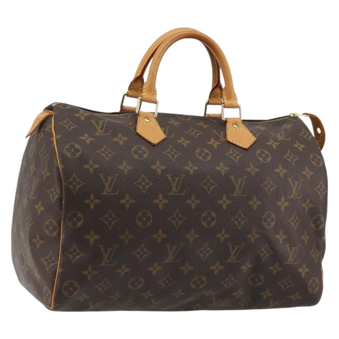 Louis Vuitton M41524 Speedy 35 Monogram Canvas Handbag: Louis Vuitton M41524 Speedy 35 Monogram Canvas Handbag Louis Vuitton Speedy 35 handbag in Monogram canvas with a dust bag included. Made in France, this women's handbag shows reasonable wear and tear 
