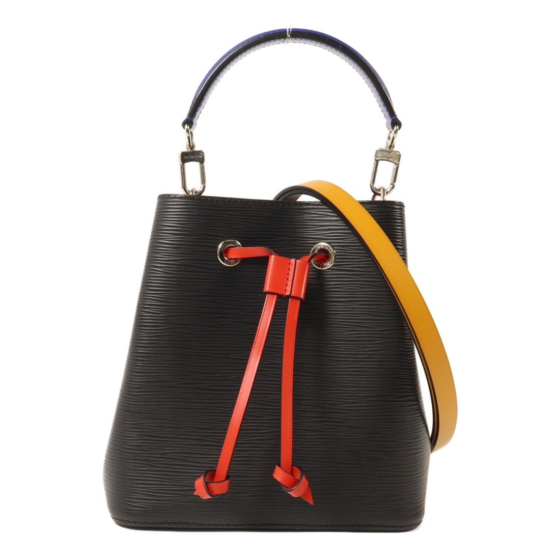 Louis Vuitton Neonoe BB Epi Calfskin Shoulder Bag M52853 SHW: Louis Vuitton Neonoe BB Epi Calfskin Shoulder Bag M52853 SHW Louis Vuitton Neonoe BB 2 Way Shoulder Bag, model M52853, in Epi black, red, and blue with calfskin (cowhide) trim. It features a 2-way des