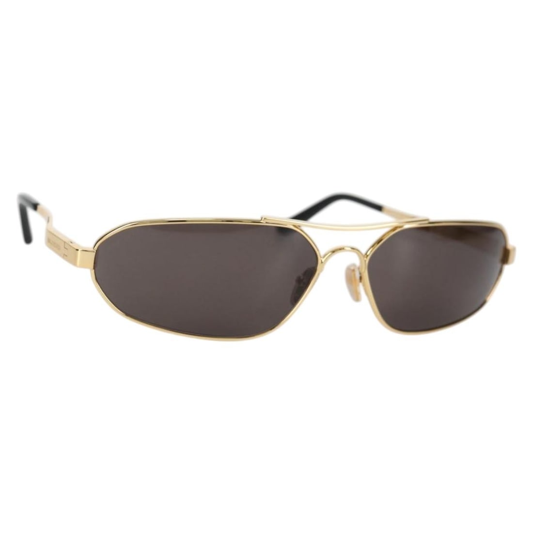 BALENCIAGA Gold Plastic Sunglasses Italy Auth AM9066M: BALENCIAGA Gold Plastic Sunglasses Italy Auth AM9066M Elevate your accessory game with these stunning BALENCIAGA sunglasses, designed for those who appreciate luxury and style. Crafted in Italy, these