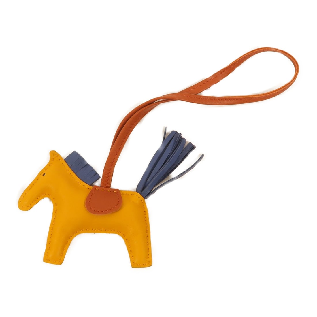 Hermes Rodeo PM Milo lambskin bag charm Yellow Blue Cornaline (1 of 9)