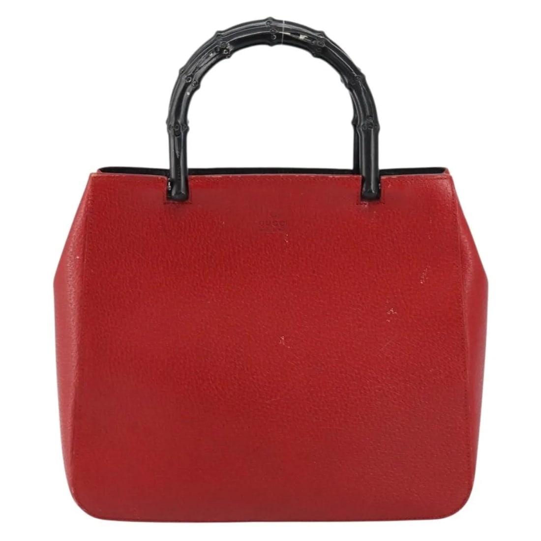 Red Leather Gucci Handbag Featuring Bamboo Handle Vintage Design: Red Leather Gucci Handbag Featuring Bamboo Handle Vintage Design This vintage Gucci handbag features a distinctive bamboo handle and is crafted from red leather. Designed for women, it measures 26cm x