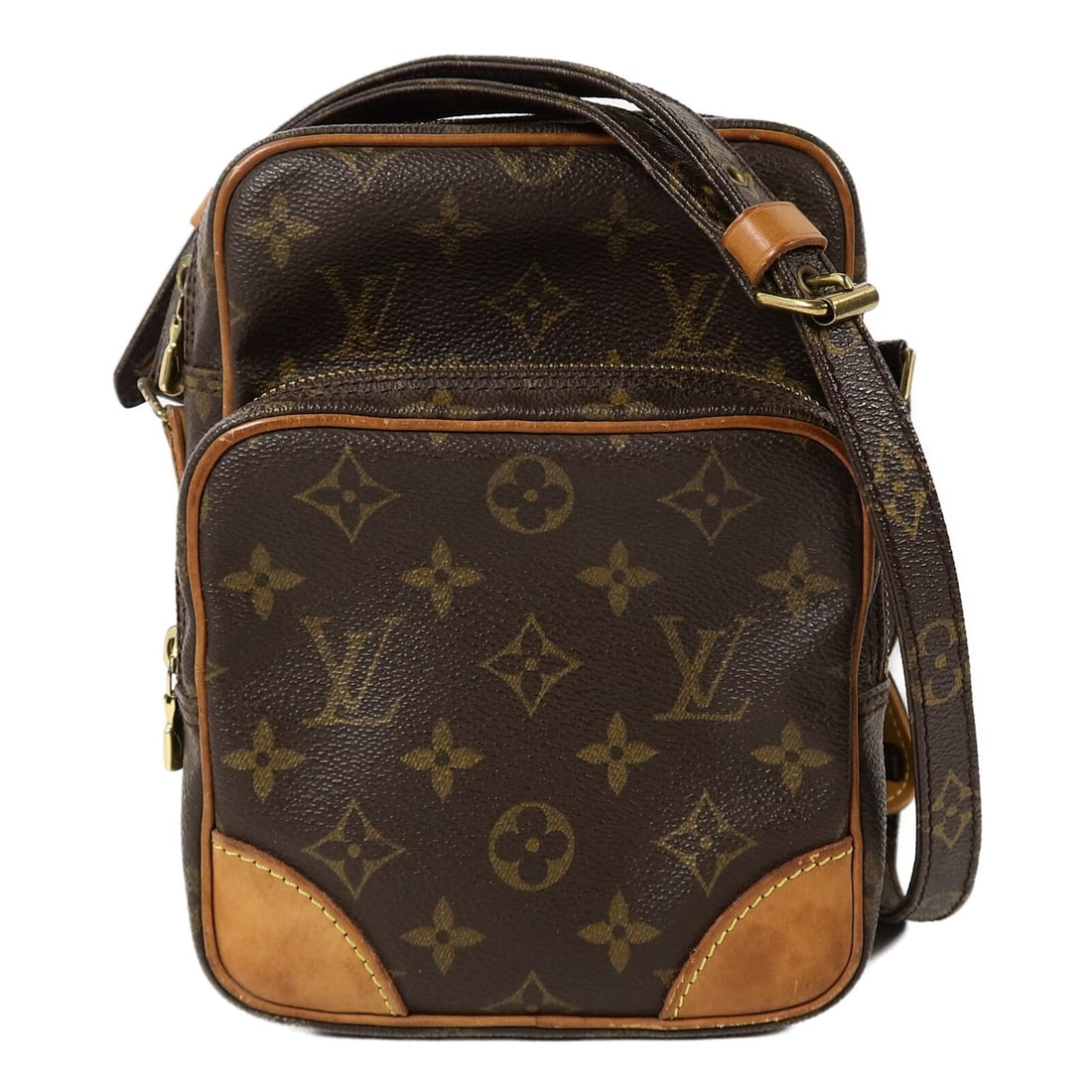 Louis Vuitton Amazon Monogram Crossbody Bag M45236 Brown: Louis Vuitton Amazon Monogram Crossbody Bag M45236 Brown Louis Vuitton Amazon crossbody shoulder bag, model M45236, in brown Monogram x PVC coated canvas. It features a fastener closure, one outside z