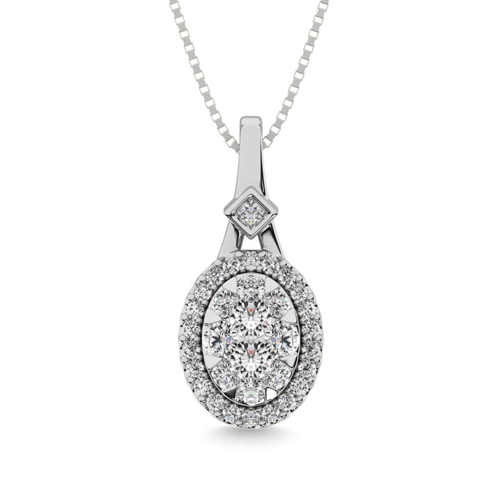 Diamond 3/8 Ct.Tw. Cluster Pendant in 10K White Gold: Diamond 3/8 Ct.Tw. Cluster Pendant in 10K White Gold Diamond 3/8 Ct.Tw. Cluster Pendant in 10K White Gold 10k White Gold Stone Color: G-h Stone Clarity: I1 Unless otherwise specified, pendants that in