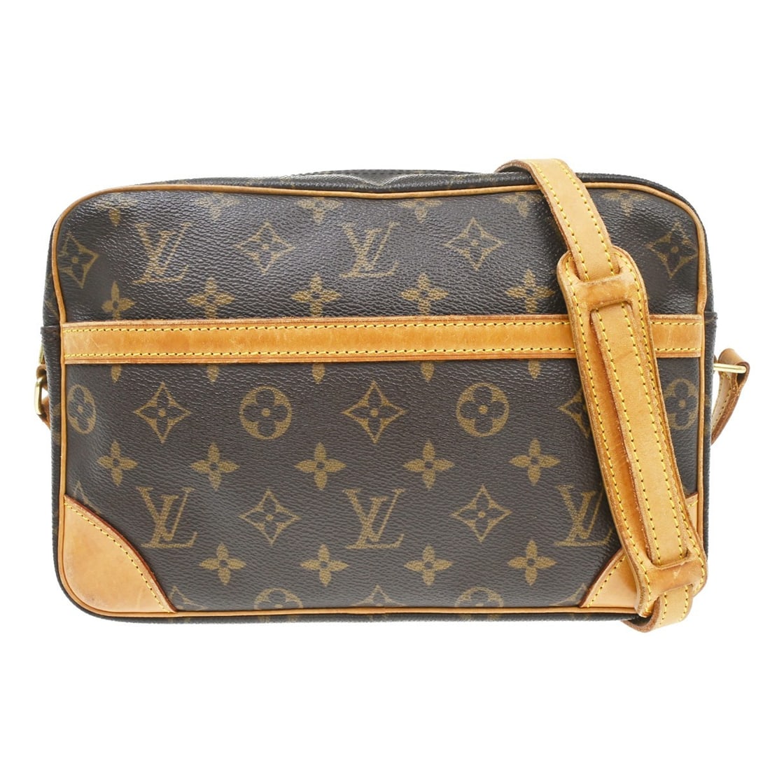 Louis Vuitton Trocadero 27 Monogram Canvas Crossbody Bag M51274: Louis Vuitton Trocadero 27 Monogram Canvas Crossbody Bag M51274 Vintage Louis Vuitton Trocadero 27 crossbody bag in Monogram canvas with leather strap details. It features a zip closure, brown exterio